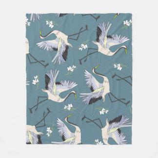 Crane Mönster, Illustration Flies Bird. Fleecefilt