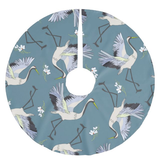 Crane Mönster, Illustration Flies Bird. Julgransmatta Borstad Polyester (Framsidan)