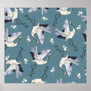 Crane Mönster, Illustration Flies Bird. Poster