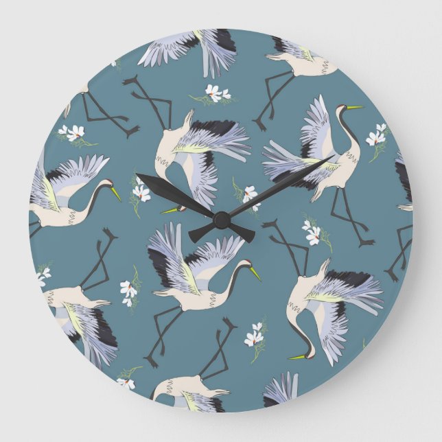 Crane Mönster, Illustration Flies Bird. Stor Klocka (Framsida)