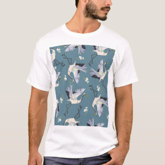 Crane Mönster, Illustration Flies Bird. T Shirt