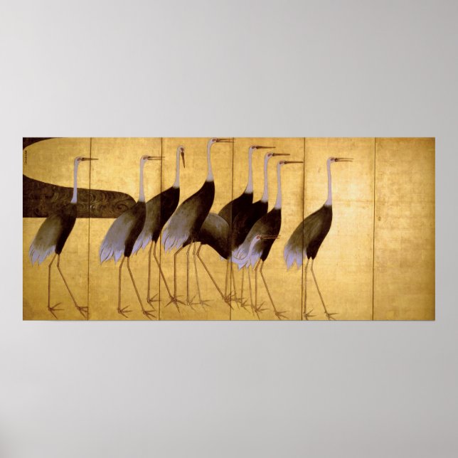 Crane, Ogata Korin japansk fin konst Poster (Framsidan)