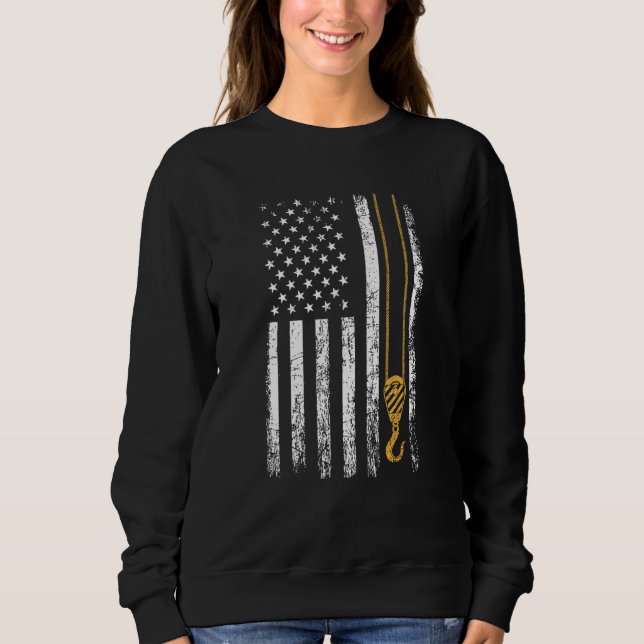 Crane Operator American Flagga Crane Operator T Shirt (Framsida)