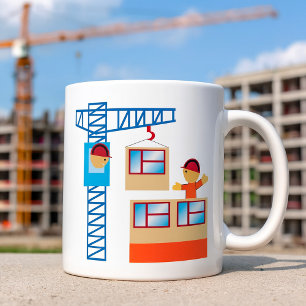 Crane Operator and Construction Worker Kaffemugg