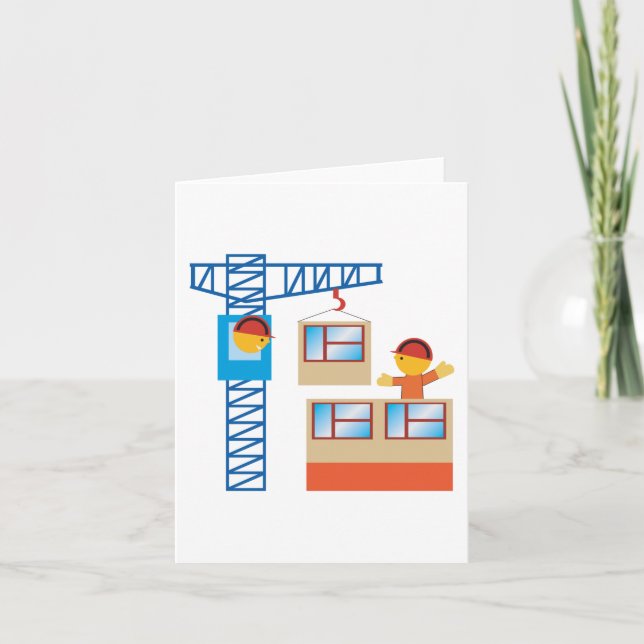 Crane Operator and Construction Worker Kort (Framsida)