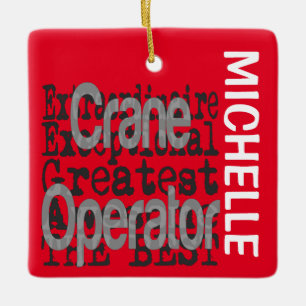 Crane Operator Extraordinaire ANPASSNINGSBAR Julgransprydnad Keramik