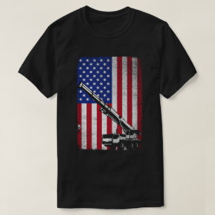 Crane Operator Heavy Machinery Usa American Flagga T Shirt