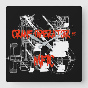 Crane operator = MFIC VINTAGE CRAWLER CRANE white Fyrkantig Klocka
