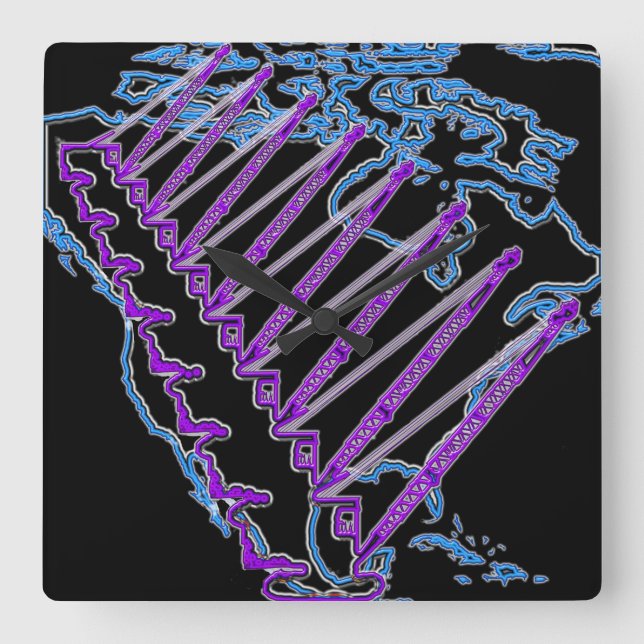 CRANE OPERATOR US KARTA NEON LOOK CRAWLER CRANE FYRKANTIG KLOCKA (Framsida)