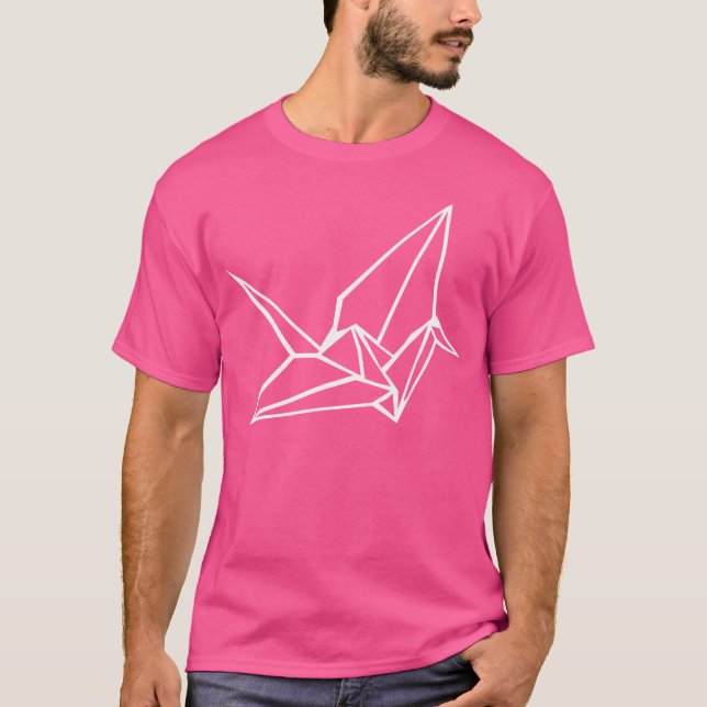 Crane Origami - Japansk konst - (vit design) T Shirt (Framsida)