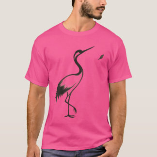 Crane Petal Minimalist Bläck Bird Design vintage T Shirt