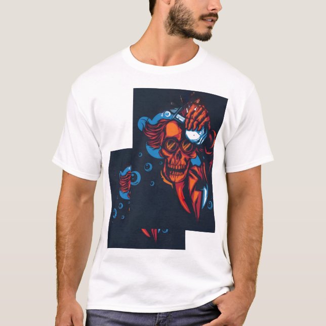 🔥 Crâne rouge artistique – Design de feu 🔥 T Shirt (Framsida)