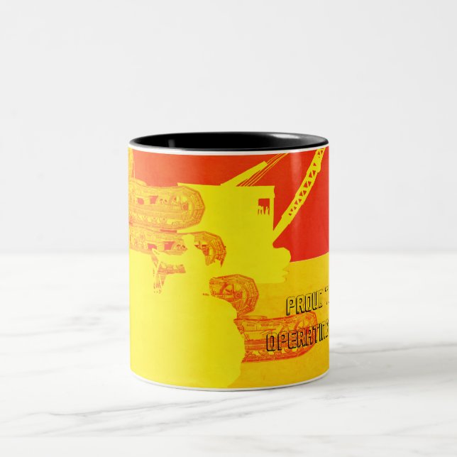 Crane Shovel OPERATING INGENJÖR art bulldozer SOL Två-Tonad Mugg (Center)