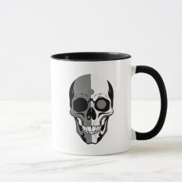 Crâne stylisé noir et blanc au design sombre. mugg