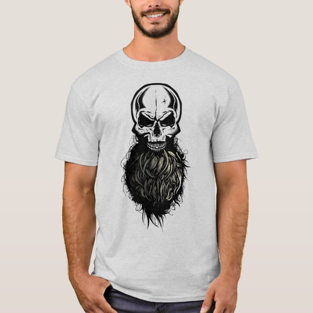 crane tete de mort hipster skull barbu barbe pirat t shirt (Framsida)