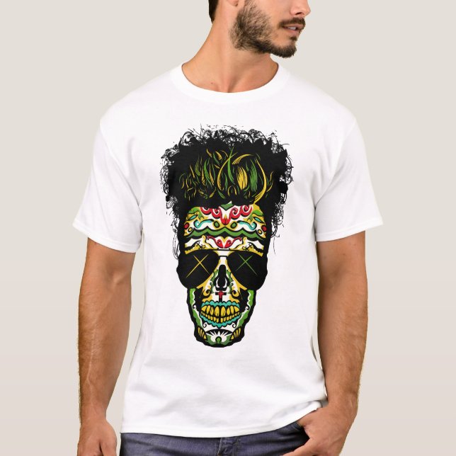 crane_tete_de_mort_mexicaine_hipster_mexicain_lune t shirt (Framsida)