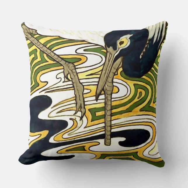 Crane Tile från 1800-talspanelen Crane och Columbi Kudde (Framsida)