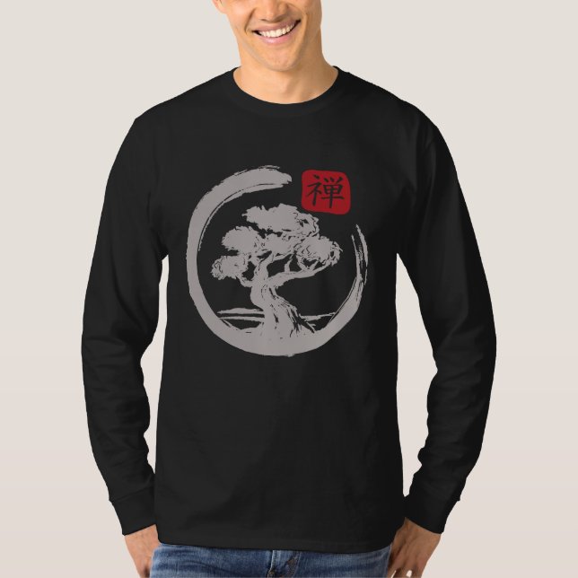 Crane Tree Zen Enso Circle T Shirt (Framsida)