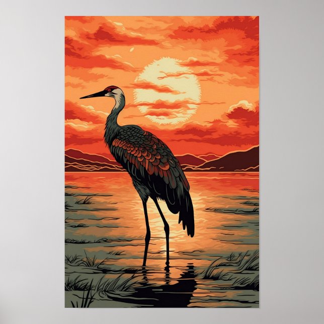 Crane Wall Poster, Art Illustration Poster (Framsidan)