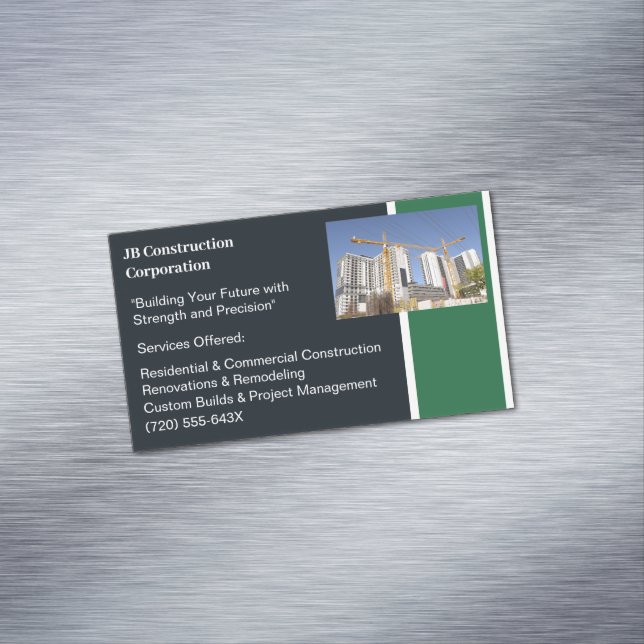 Cranes Byggnad entreprenör Byggnad Construction Magnetiska Visitkort (In Situ)