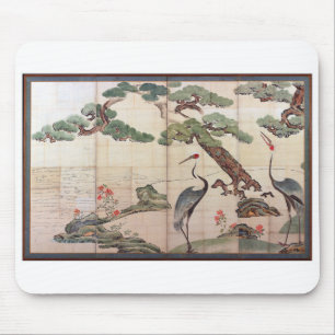 Cranes, Gräs och Bamboo av Ogata Korin Musmatta