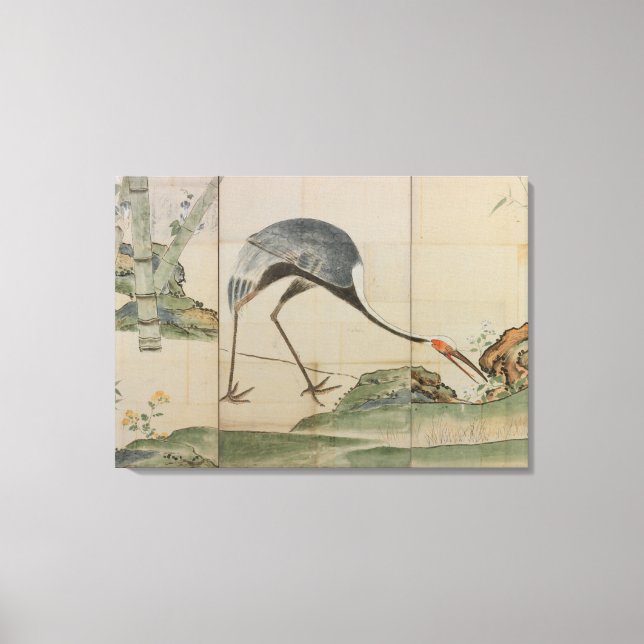 Cranes, Gräs och Bamboo Canvastryck (Framsida)
