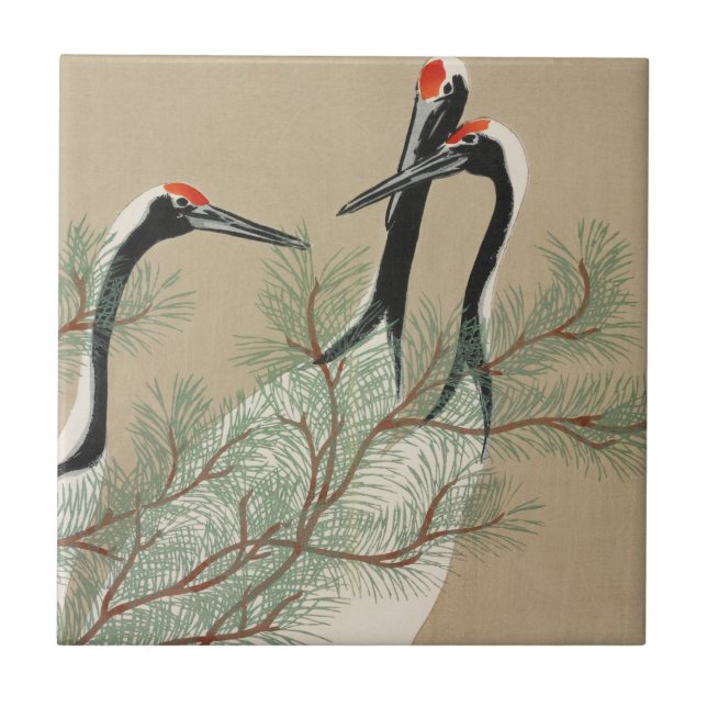 Cranes Kamisaka Sekka japan painting art canvas cc Kakelplatta (Framsidan)