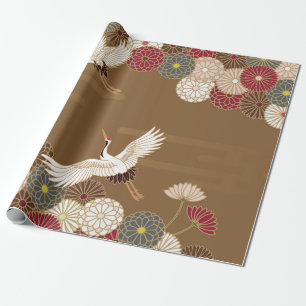 Cranes och chrysanthemums Japansk traditionell pat Presentpapper