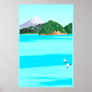Cranes och Sea Poster