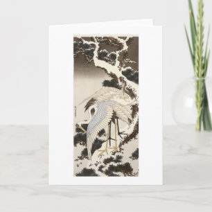 Cranes vid Gräs Träd, Hokusai, 1832 Kort