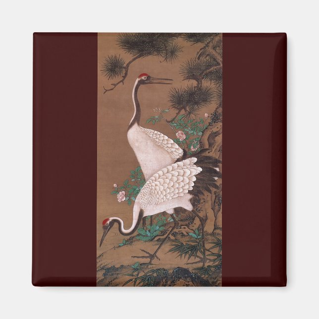 Cranes, Watanabe Shuseki Japansk finkonst Magnet (Framsidan)