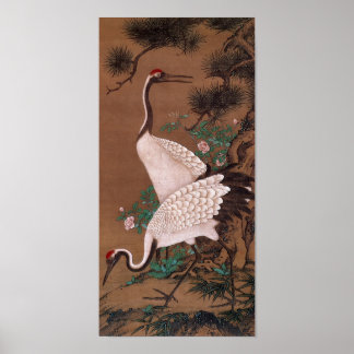 Cranes, Watanabe Shuseki Japansk finkonst Poster