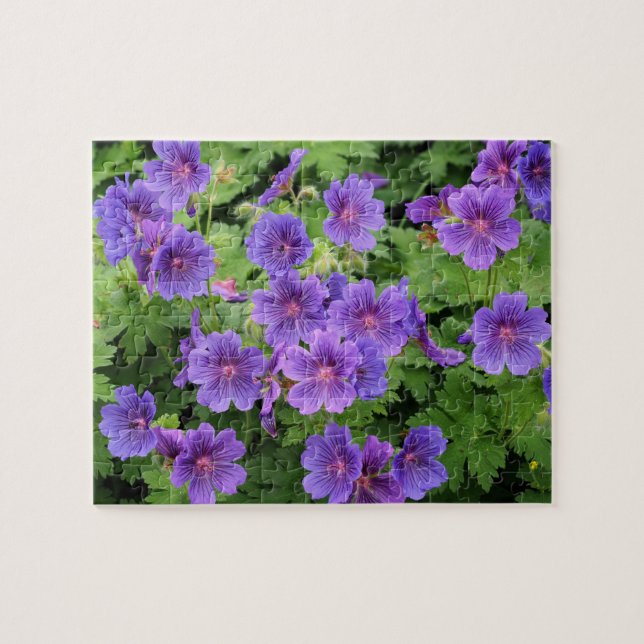 Cranesbill Geranium Blommigt Jigszle Puzzle Pussel (Horisontell)