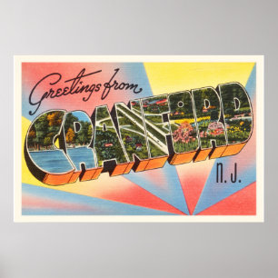 Cranford New jersey NJ Vintage resor vykort- Poster