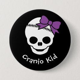 Cranio Kid Girl Skull med Lila Bowtie Knapp
