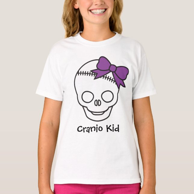 Cranio Kid Girly Skull med Lila Bow Tröja (Framsida)