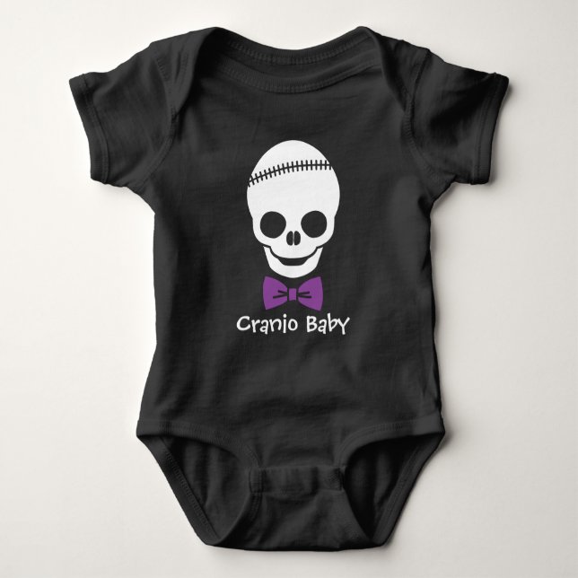 Cranio Pojke Skull med Lila Bowtie T-shirt (Framsida)