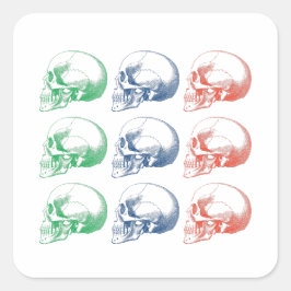 Crânios multicoloridos. Cabeças em cores RGB.  Fyrkantigt Klistermärke