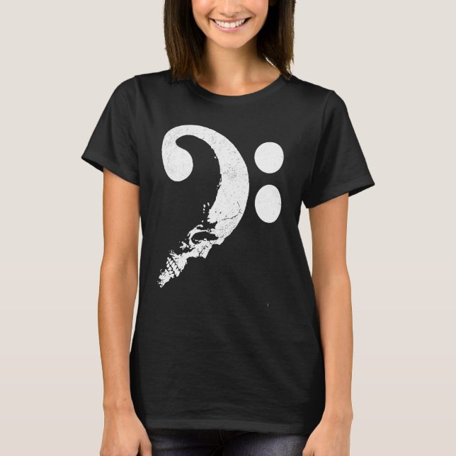 Cranium i form av Bass Clef Baid Guitarist Mu T Shirt (Framsida)