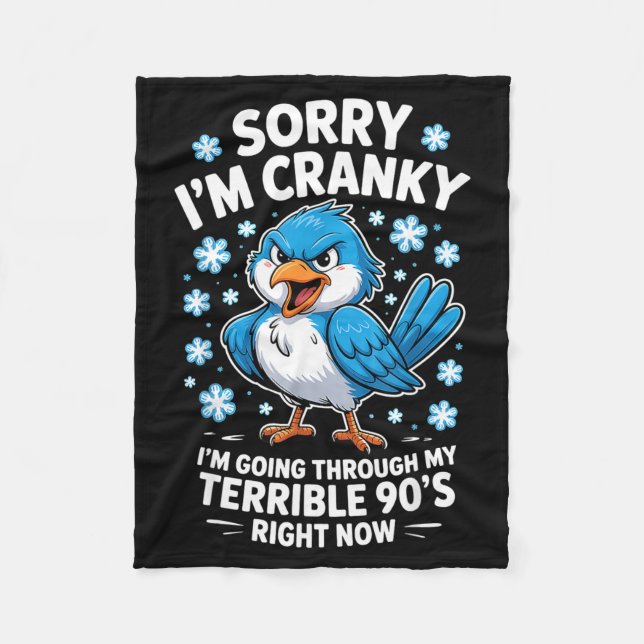 Cranky Bird Terrible 90s Funny Quote Design  Fleecefilt (Framsidan)