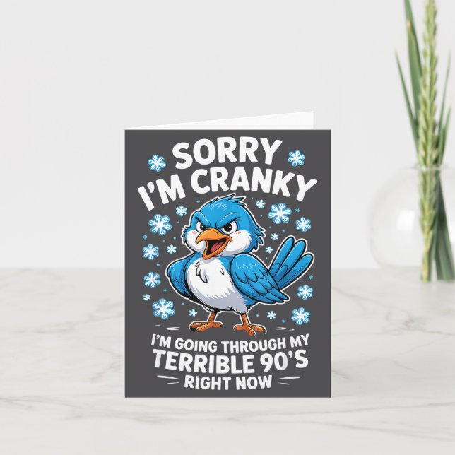 Cranky Bird Terrible 90s Funny Quote Design  Kort (Framsida)