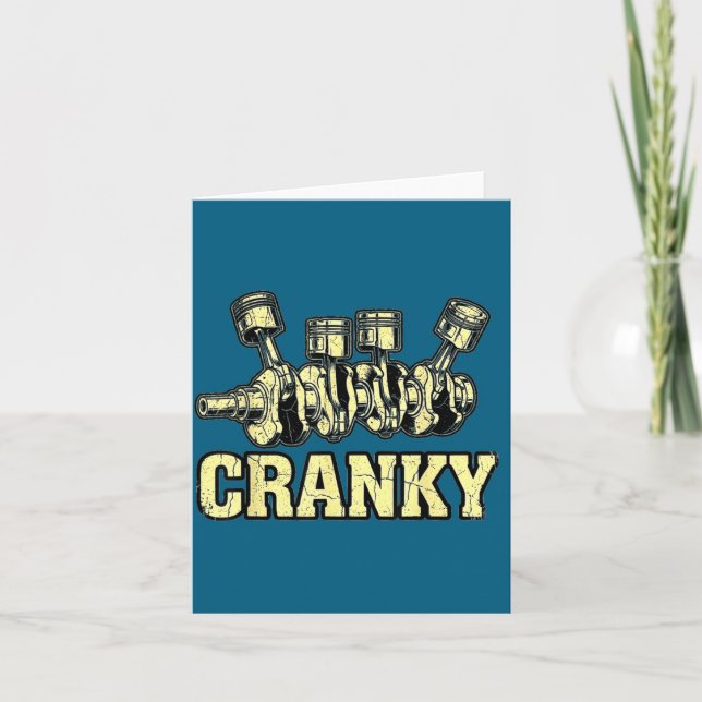 Cranky Car Engine Crankshaft Fathers Day Dad Men H Kort (Framsida)