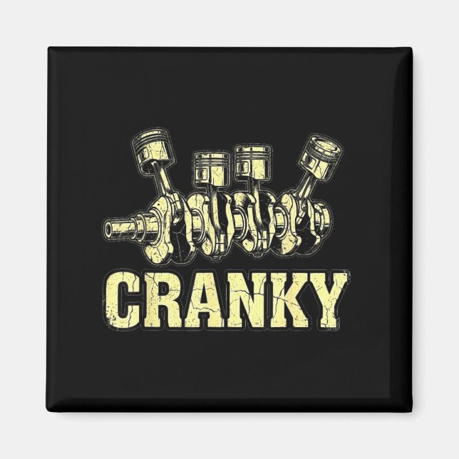 Cranky Car Engine Crankshaft Fathers Day Dad Men H Magnet (Framsidan)
