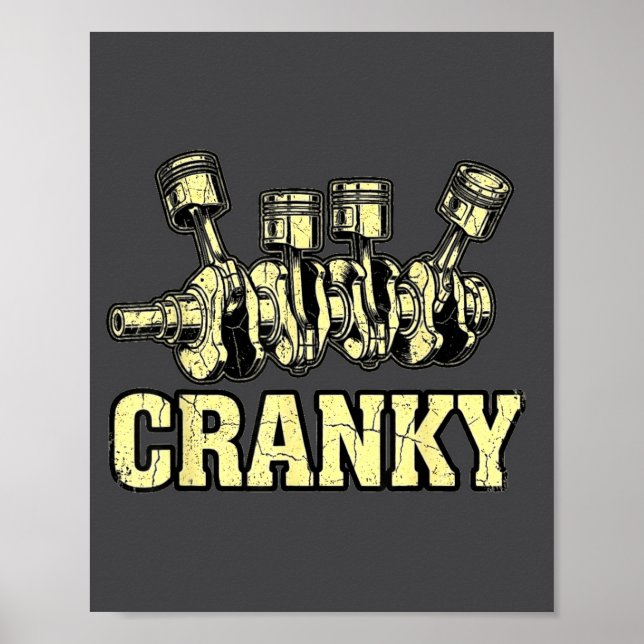 Cranky Car Engine Crankshaft Fathers Day Dad Men H Poster (Framsidan)
