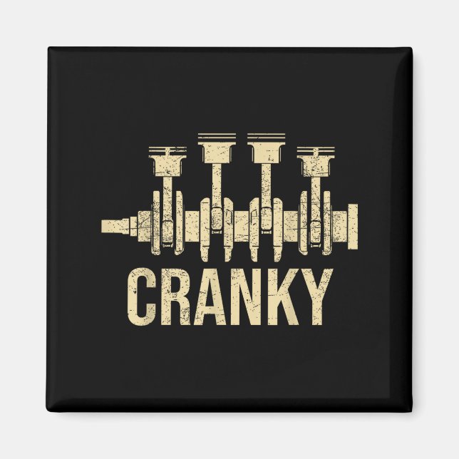 Cranky Car Engine Crankshaft Lover Mechanics Fathe Magnet (Framsidan)