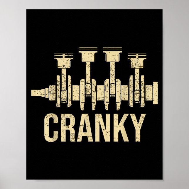 Cranky Car Engine Crankshaft Lover Mechanics Fathe Poster (Framsidan)
