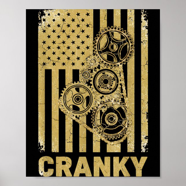 Cranky Car Engine Crankshaft Lover Mechanics Fathe Poster (Framsidan)