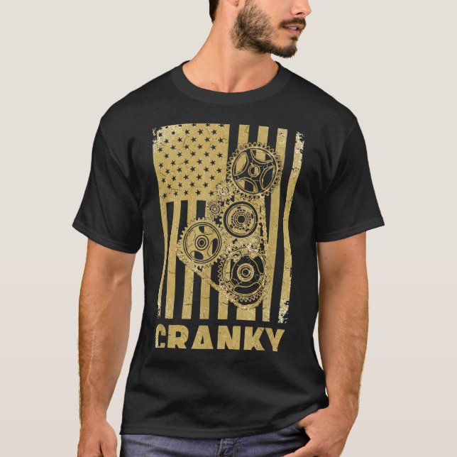 Cranky Car Engine Crankshaft Lover Mechanics Fathe T Shirt (Framsida)