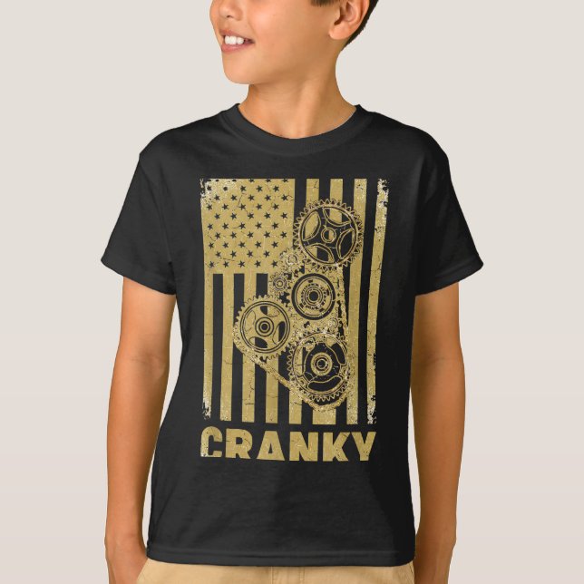 Cranky Car Engine Crankshaft Lover Mechanics Fathe T Shirt (Framsida)