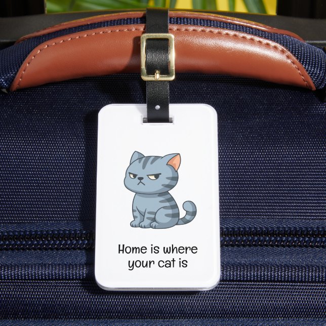 Cranky Grey Tabby Cat Quote Bagagebricka (Framsida Insitu 2)